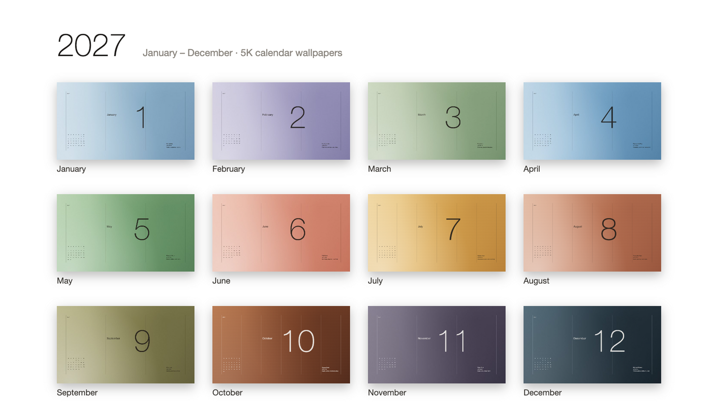 2027 Calendar Wallpapers — Ember