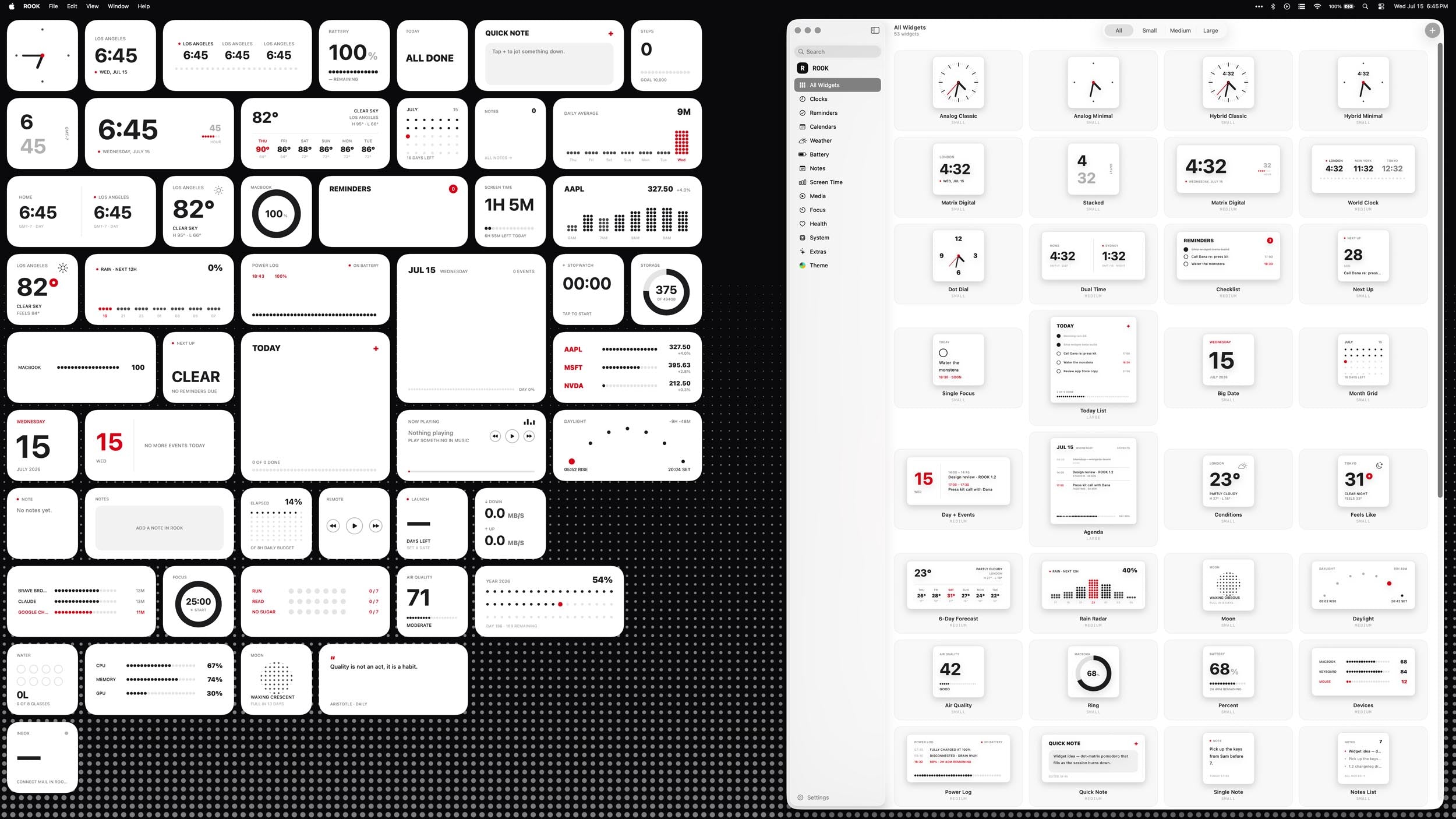 Rook Widgets for MacOS