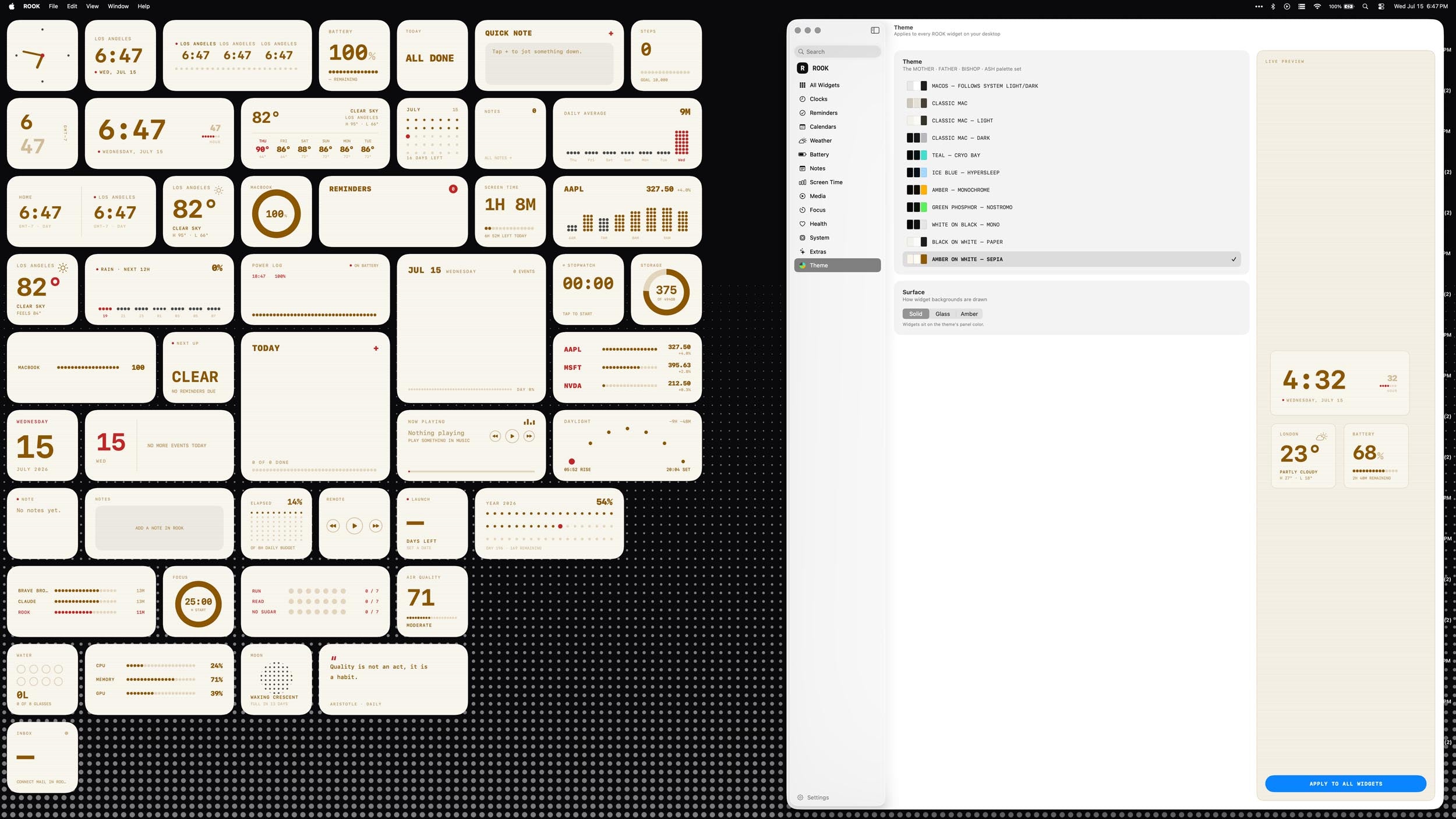 Rook Widgets for MacOS
