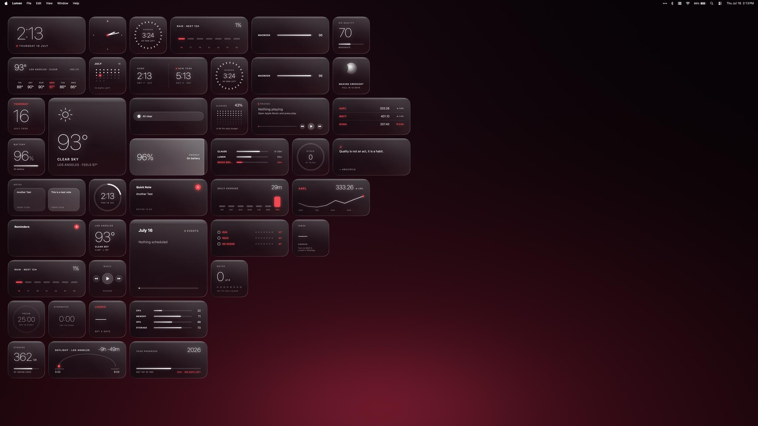 Lumen MacOS Widgets