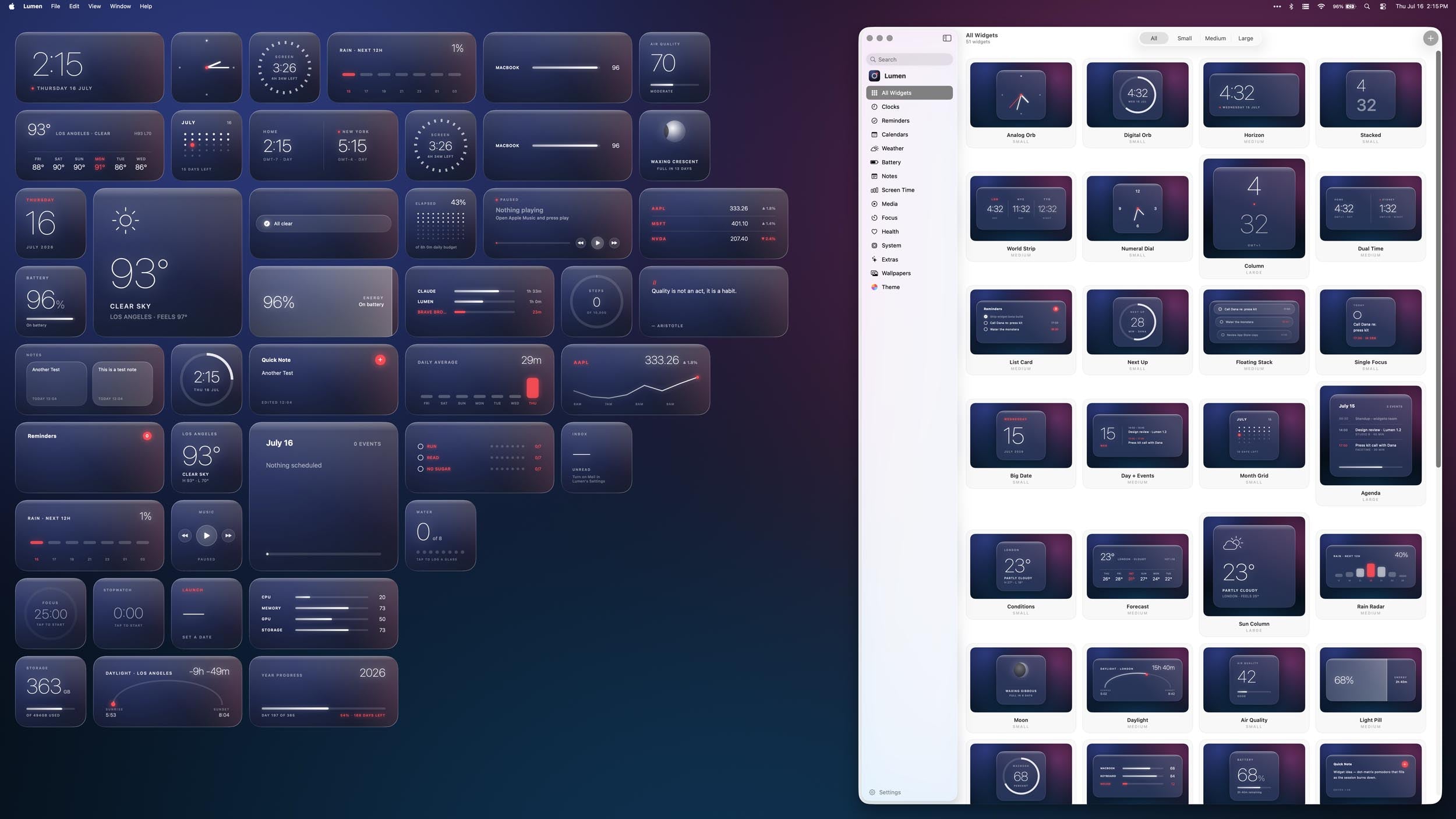 Lumen MacOS Widgets
